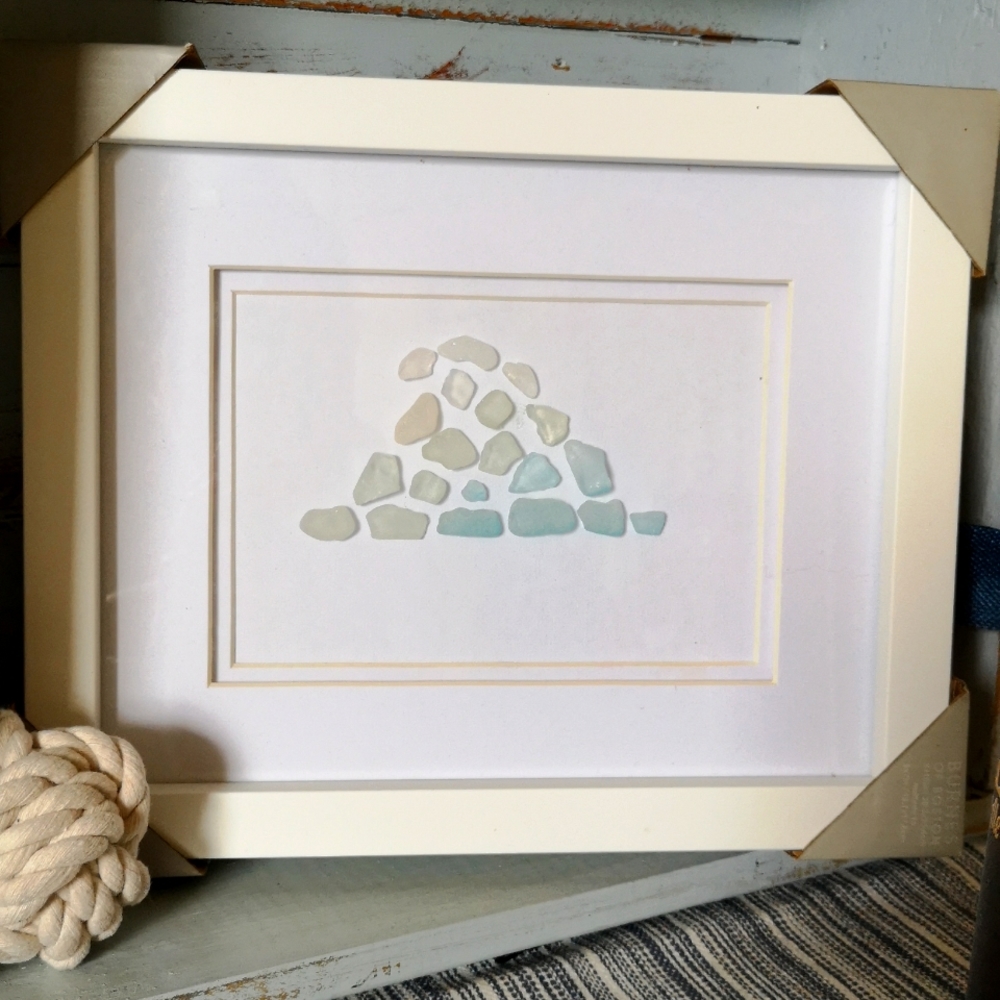 "Wavy Day" beach glass art